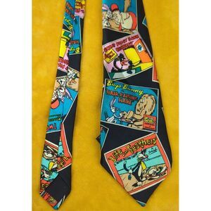 Looney Tunes‎ Addiction Silk Neck Tie Daffy Duck Bugs Bunny Warner Bros VTG 1991